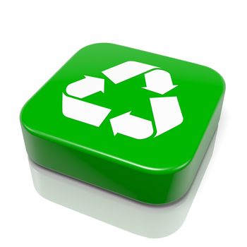 Green Recycle App Icon 3D Illustration on White Background