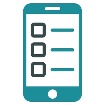 Mobile test icon from Business Bicolor Set. Glyph style is bicolor flat symbol, soft blue colors, rounded angles, white background.