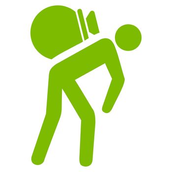 Porter icon from Business Bicolor Set. Glyph style is flat symbol, eco green color, rounded angles, white background.