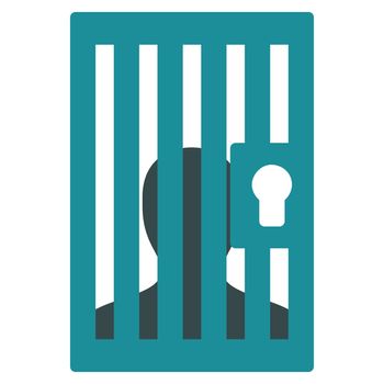 Prison icon from Business Bicolor Set. Glyph style is bicolor flat symbol, soft blue colors, rounded angles, white background.