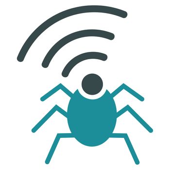 Radio spy bug icon from Business Bicolor Set. Glyph style is bicolor flat symbol, soft blue colors, rounded angles, white background.