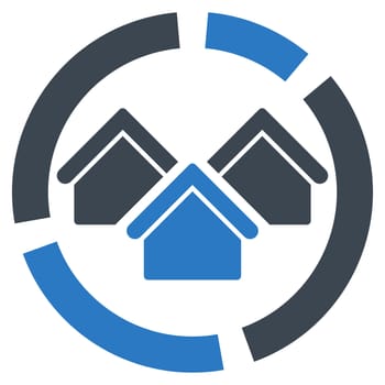 Realty diagram icon from Business Bicolor Set. Glyph style is bicolor flat symbol, smooth blue colors, rounded angles, white background.