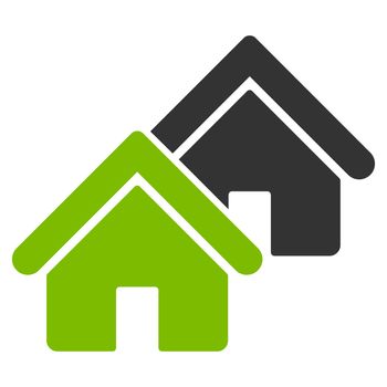 Realty icon from Business Bicolor Set. Glyph style is bicolor flat symbol, eco green and gray colors, rounded angles, white background.