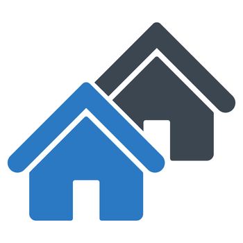 Realty icon from Business Bicolor Set. Glyph style is bicolor flat symbol, smooth blue colors, rounded angles, white background.