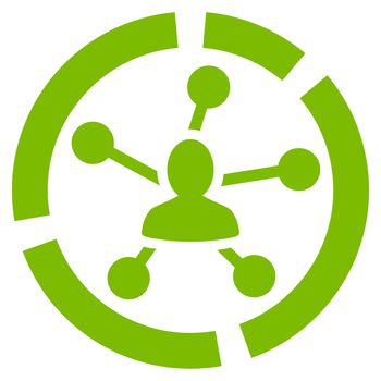 Relations diagram icon from Business Bicolor Set. Glyph style is flat symbol, eco green color, rounded angles, white background.