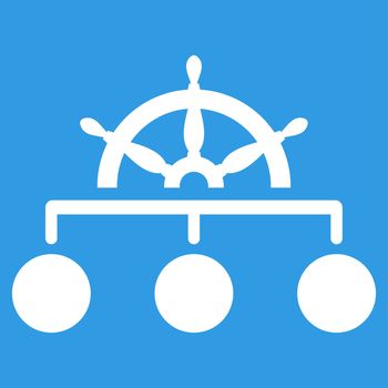 Rule icon. Glyph style is flat symbol, white color, rounded angles, blue background.