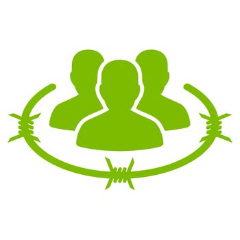 Strict management icon. Glyph style is flat symbol, eco green color, rounded angles, white background.