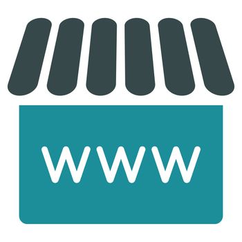 Webstore icon. Glyph style is bicolor flat symbol, soft blue colors, rounded angles, white background.