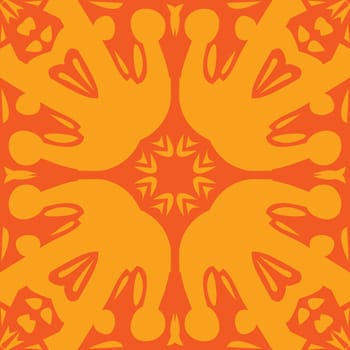 Arabesque orange symmetrical tiled background wallpaper pattern