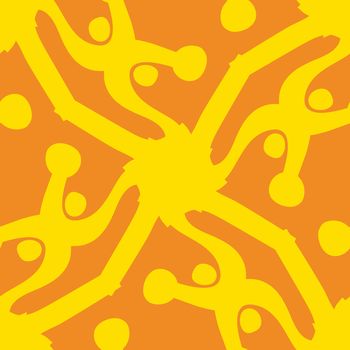 Seamless yellow background pattern of abstract circuit shapes