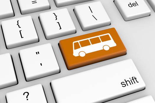Computer Keyboard with Brown Bus Button Illustration