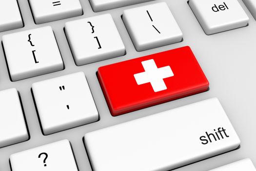 Computer Keyboard with Red Cross Button Illustration