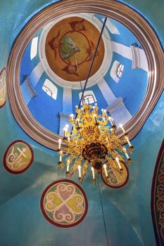 Ancient Basilica Dome Mikhaylovsky Church Vydubytsky Monastery Kiev Ukraine.  Saint Michael's is the oldest functioning Orthordox Monasatery in Kiev.  The original monastery was created in the 1000s, 10th Century.