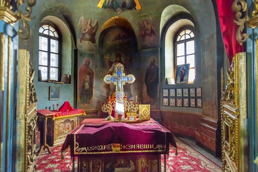 Ancient Mosaics Icons Rectory Saint Michael Vydubytsky Monastery Kiev Ukraine.  Saint Michael's is the oldest functioning Orthordox Monasatery in Kiev.  The original monastery was created in the 1000s, 10th Century.