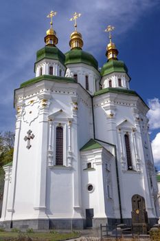 Saint George Cathedral Vydubytsky Monastery Kiev Ukraine.  Vydubytsky Monastery is the oldest functioning Orthordox Monasatery in Kiev.  The original monastery was created in the 1000s, 10th Century.