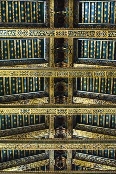 Ceiling of Monreale cathedral, Sicily, Italy. Church is example of Norman architecture. 