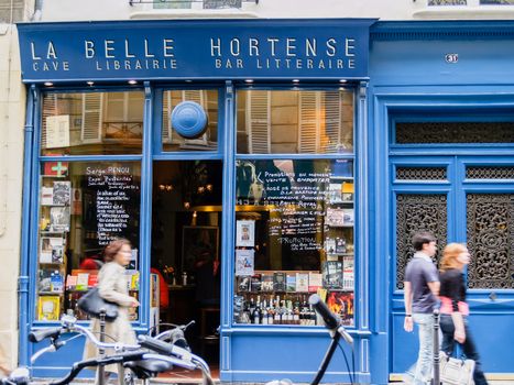 La belle Hortense famous wine bar and bookshop in Marais District Paris France.