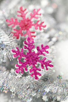 Close up photo of bright Christmas decorations