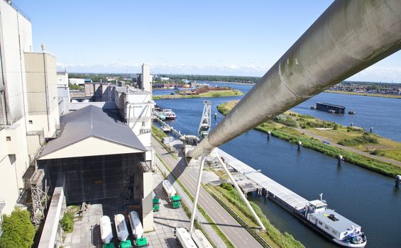 View at cement factory transporter, The Netherlands