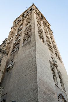 The Giralda was first built as a minaret in the 12 century now is the bell tower of the cathedral of Seville