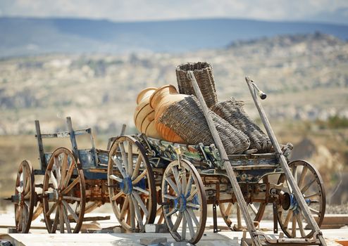 Old wooden wagon in Turkey village