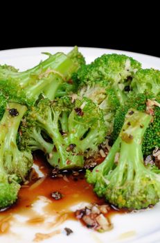 Broccoli florets for hot sauce, garlic and spices