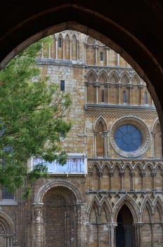Detail of Lincoln Cathedral through archway