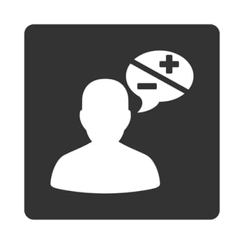Arguments icon. Glyph style is white and gray colors, flat rounded square button on a white background.
