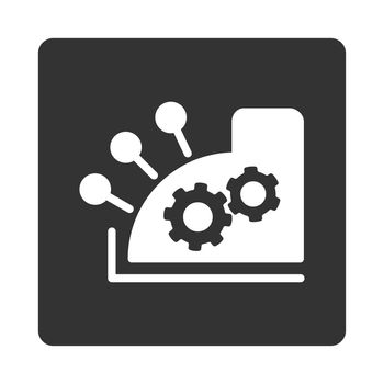 Cash register icon. Glyph style is white and gray colors, flat rounded square button on a white background.