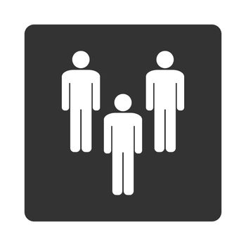 Community icon. Glyph style is white and gray colors, flat rounded square button on a white background.
