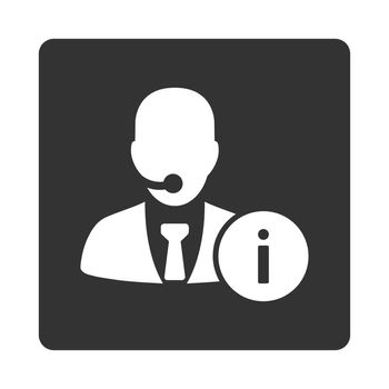 Help desk icon. Glyph style is white and gray colors, flat rounded square button on a white background.