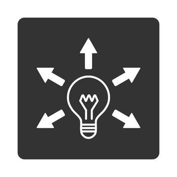 Idea icon. Glyph style is white and gray colors, flat rounded square button on a white background.