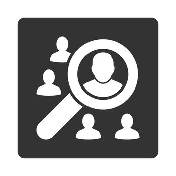 Marketing icon. Glyph style is white and gray colors, flat rounded square button on a white background.
