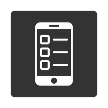 Mobile test icon. Glyph style is white and gray colors, flat rounded square button on a white background.
