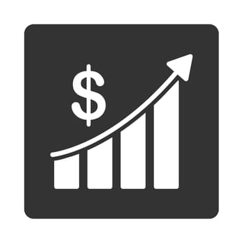 Sales icon. Glyph style is white and gray colors, flat rounded square button on a white background.