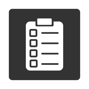 Test task icon. Glyph style is white and gray colors, flat rounded square button on a white background.