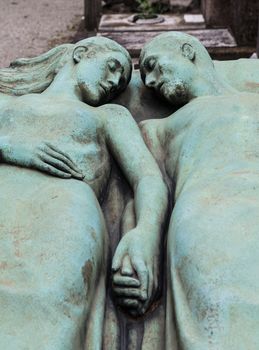 Detail of a more than 100 years old tomb dedicated to a married couple