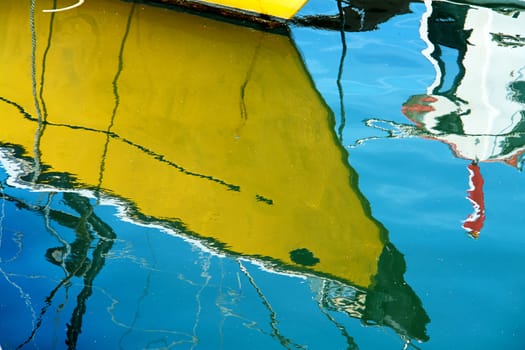 Reflection of a sale boat in the sea sailing sport background image                               