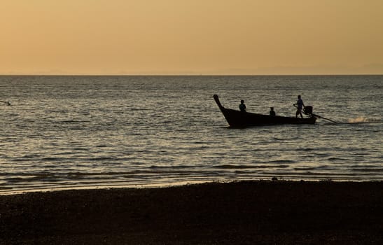 Long tail boat  in Railay Beach Thailand