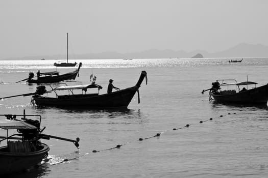 Long tail boat  in Railay Beach Thailand