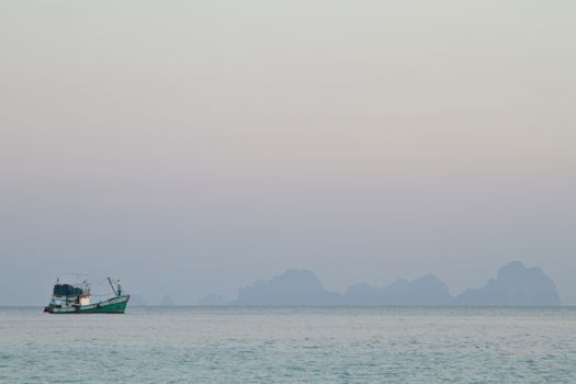 Boat sailing in thailand in summer