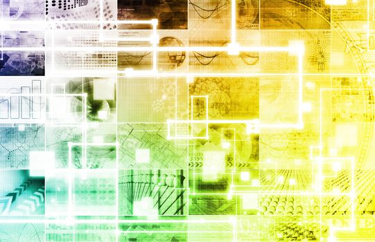 Technology Background with Geometric Shapes Moving Art