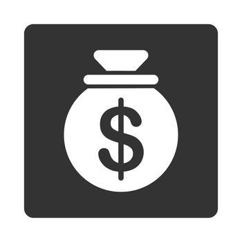 Capital icon. This flat rounded square button uses white and gray colors and isolated on a white background.
