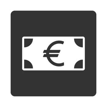 Euro Banknote icon. This flat rounded square button uses white and gray colors and isolated on a white background.