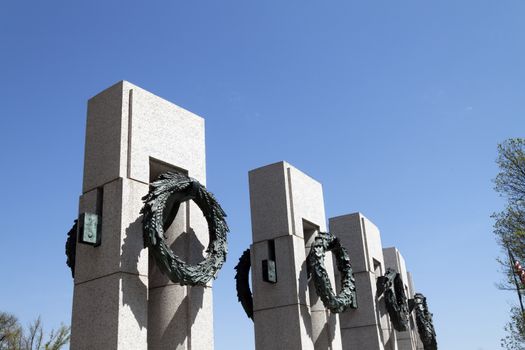 Pillars to each state at The National World War II Memorial in Washington D.C., USA