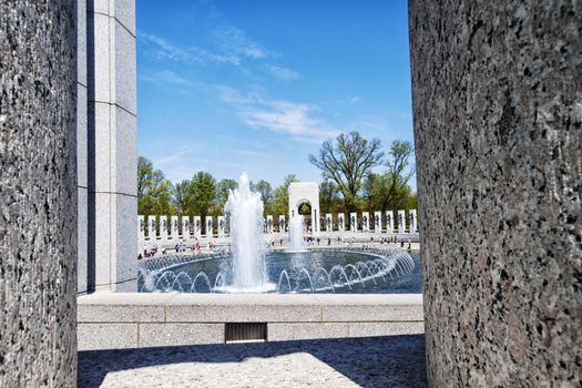 A view of The National World War II Memorial in Washington D.C., USA