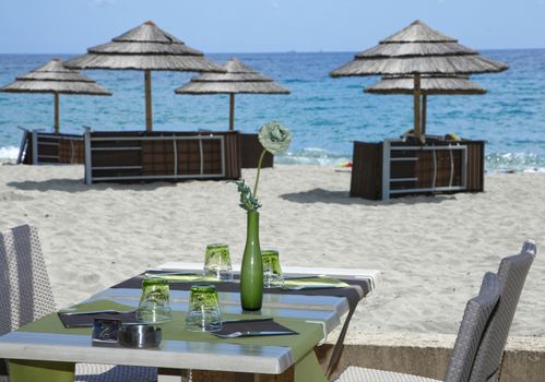 table on the sea in corsica, france