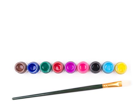 paintbrush with bottle color on white background