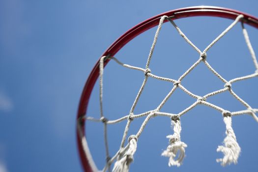 Basketball Hoop net sports background. The effect of tilt shift using a Lensbaby lens