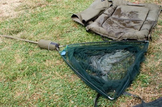 The landing net to catch fish prepared.